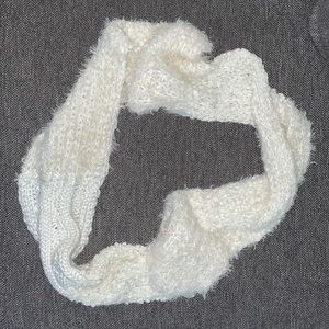 Fluffy white large infinity scarf